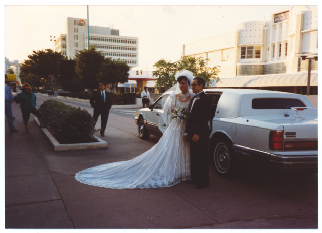 Bride and groom on Lincoln Road - 