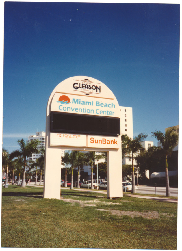 Miami Beach Convention Center and Jackie Gleason Theater sign on Washington Avenue - 