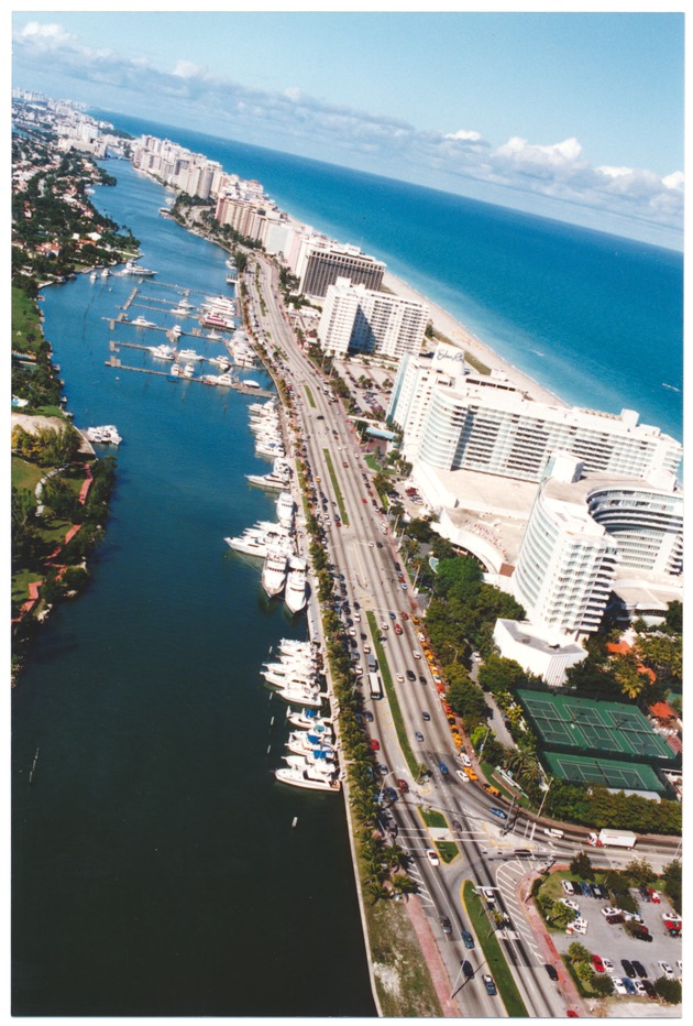 Indian Creek, looking north, showing Eden Roc and Fontainebleau Hotels - 