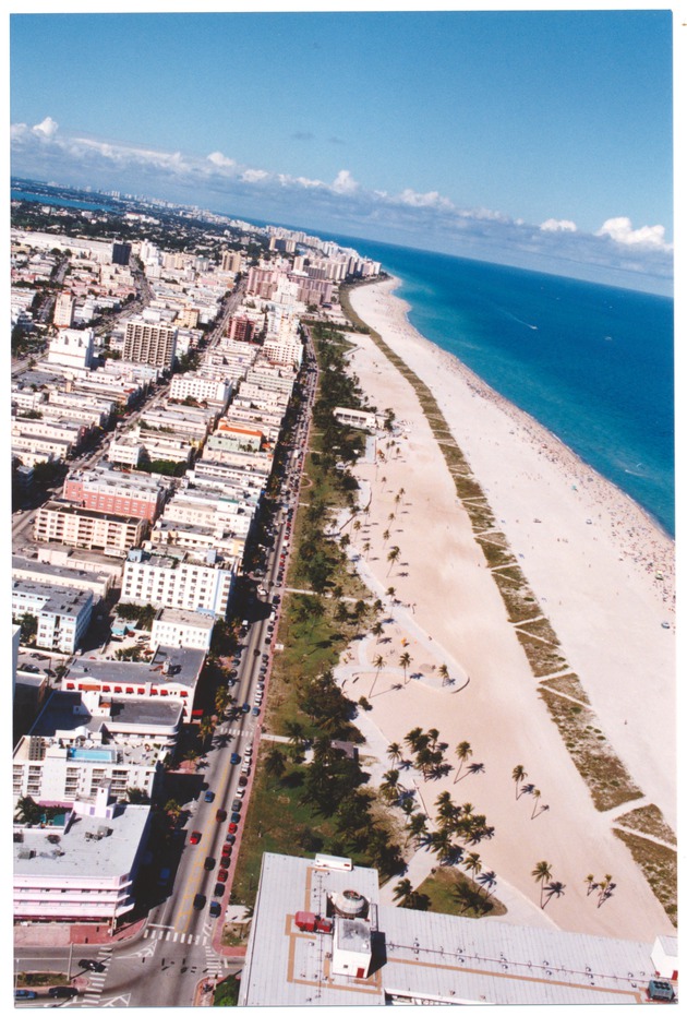 Aerial view down Ocean Drive, looking north - 