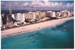 Hotels and condos along Miami Beach, aerial view