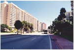 Street view of condos and apartments on Collins Avenue