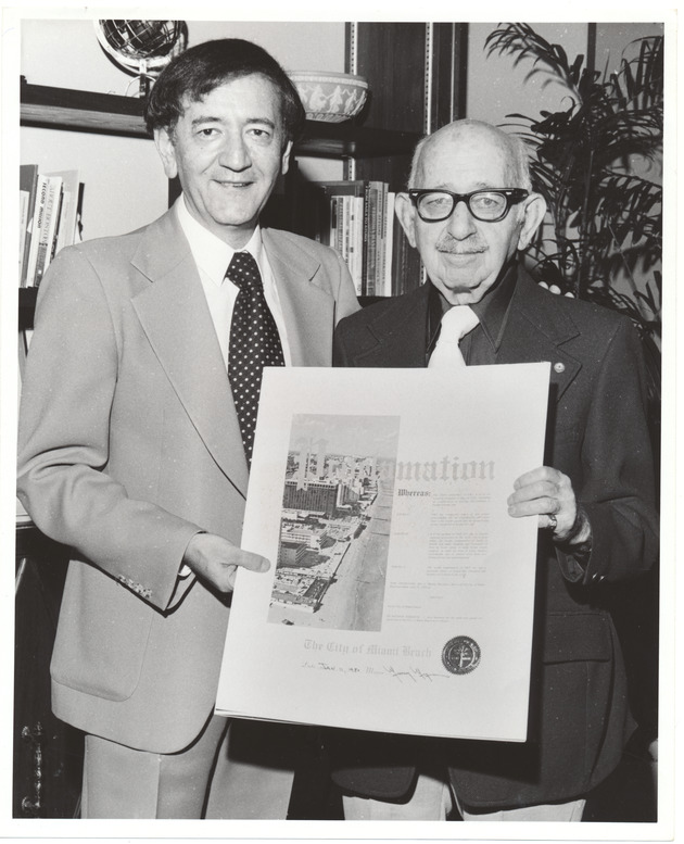 Mayor Meyerson presents proclamation to Dewey Knapp ORT day - Recto