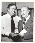 [1980] Mayor Haber presents key to the city to Moshe Rivlin