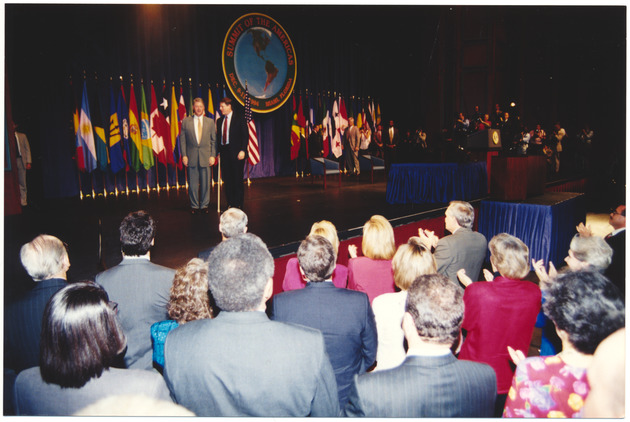 President Clinton and Vice President Al Gore at Summit of the Americas Event - Recto Photograph