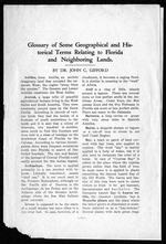 Glossary of some geographical and historical terms relating to Florida and neighboring lands