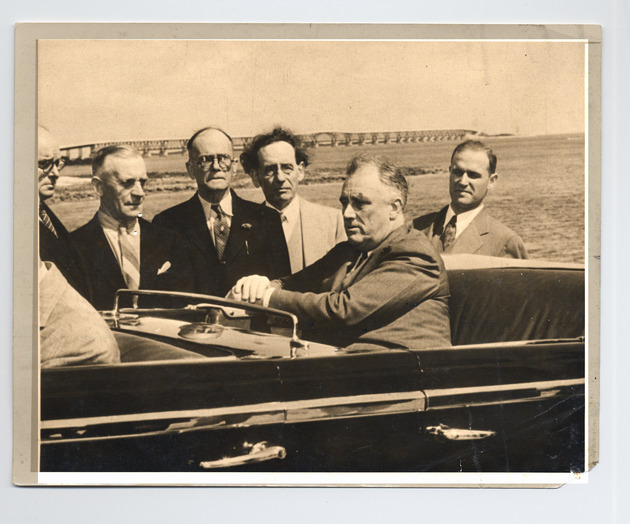 President Roosevelt in an open car