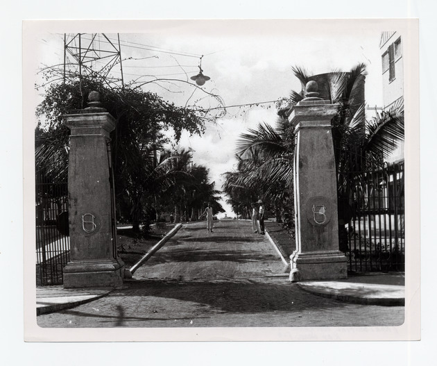 View of Presidential gates on Caroline Street