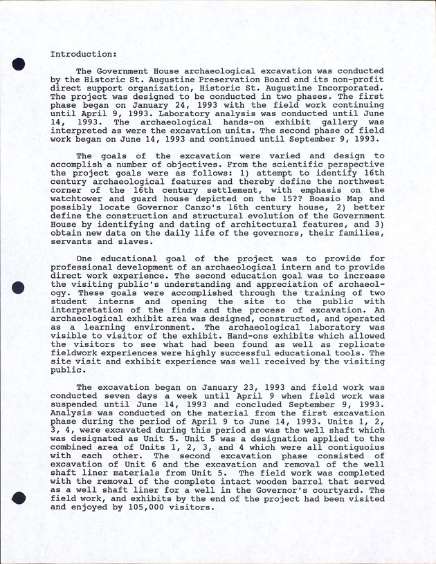 Government House Archaeological Excavation, Preliminary Report - Page 5