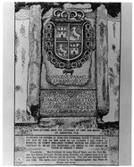 [1875] A pen and ink drawing of the coat of arms over the entrance of the Castillo de San Marcos from a photo from taken in 1875
