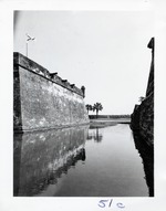 The southeast bastion of the Castillo de San Marcos from the moat surrounding the Castillo, looking East, 1960
