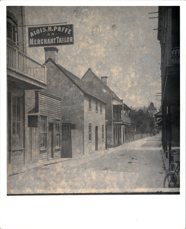 [Historic image of Oliveros House and Benet House from St. George Street, looking Southeast] ] - 