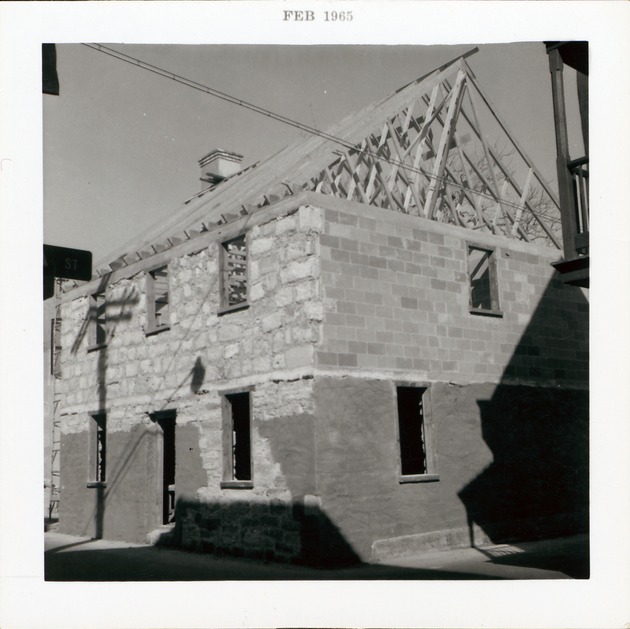 [Construction of Oliveros House from the corner of St. George Street and Cuna Street, looking Northeast] - 