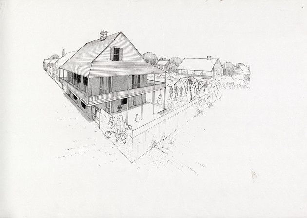 [Artist rendering of the Arrivas House as it may have looked in the late 18th and early 19th century.] - 