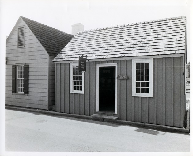 Wells Print Shop from Cuna Street, looking South