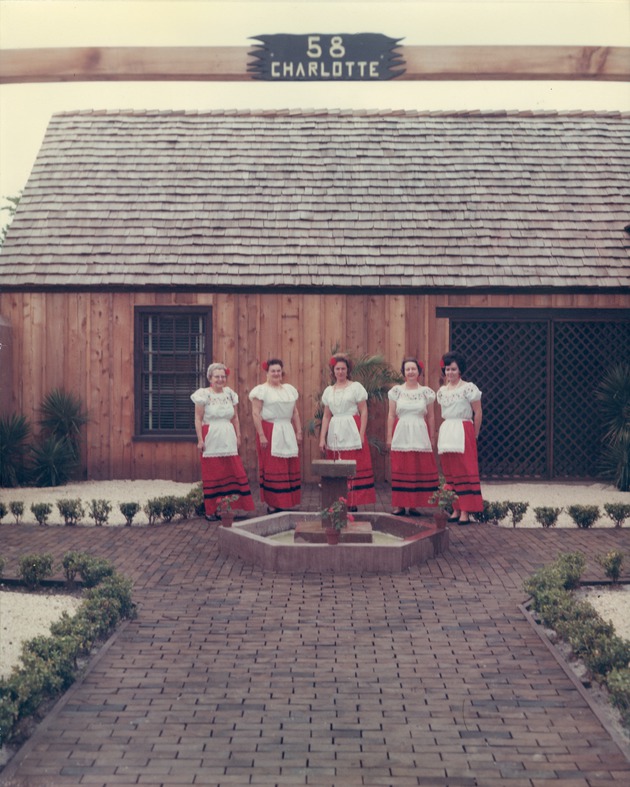 Herrera House, Southern Bell Telephone workers in Spanish period dress, looking West