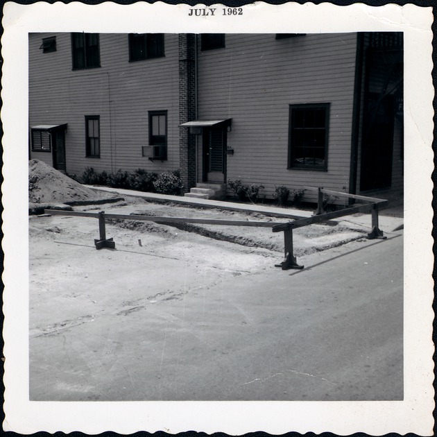 Northeast corner of archaeological excavations at the Tucker Lot, prior to the construction of the Carmona House, looking Northwest, 1962