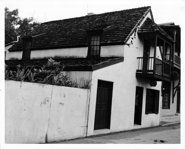 Carmona House from St. George Street with courtyard wall, looking Northwest, 1969