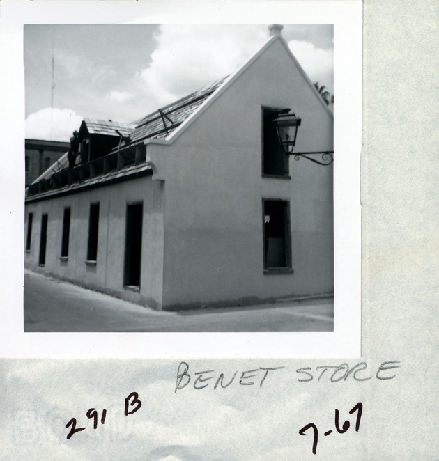Construction of Benet Store from the corner of St. George Street and Cuna Street, looking Southwest, 1967