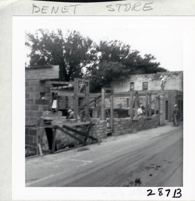 Construction of the Benet Store, framing windows and doorways, from St. George Street, looking Northwest, 1967