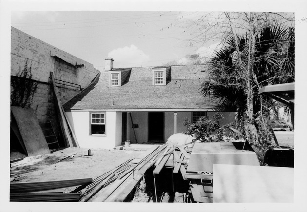 Restoration of the Joaneda House from back yard, looking North