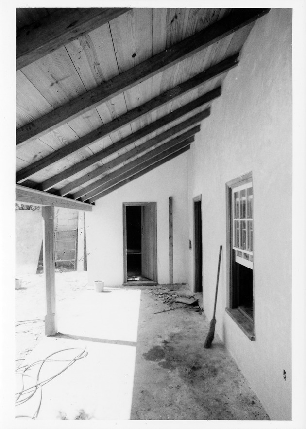 Restoration of the Joaneda House from rear porch, looking West