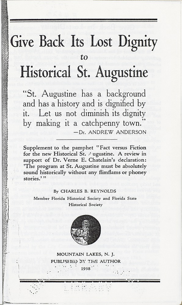 Give Back Its Lost Dignity to Historical St. Augustine - 