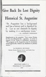 Give Back Its Lost Dignity to Historical St. Augustine