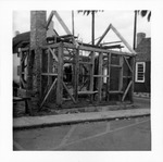 Construction of the Old Blacksmith Shop from Charlotte Street, framing the structure, looking Northwest, 1967