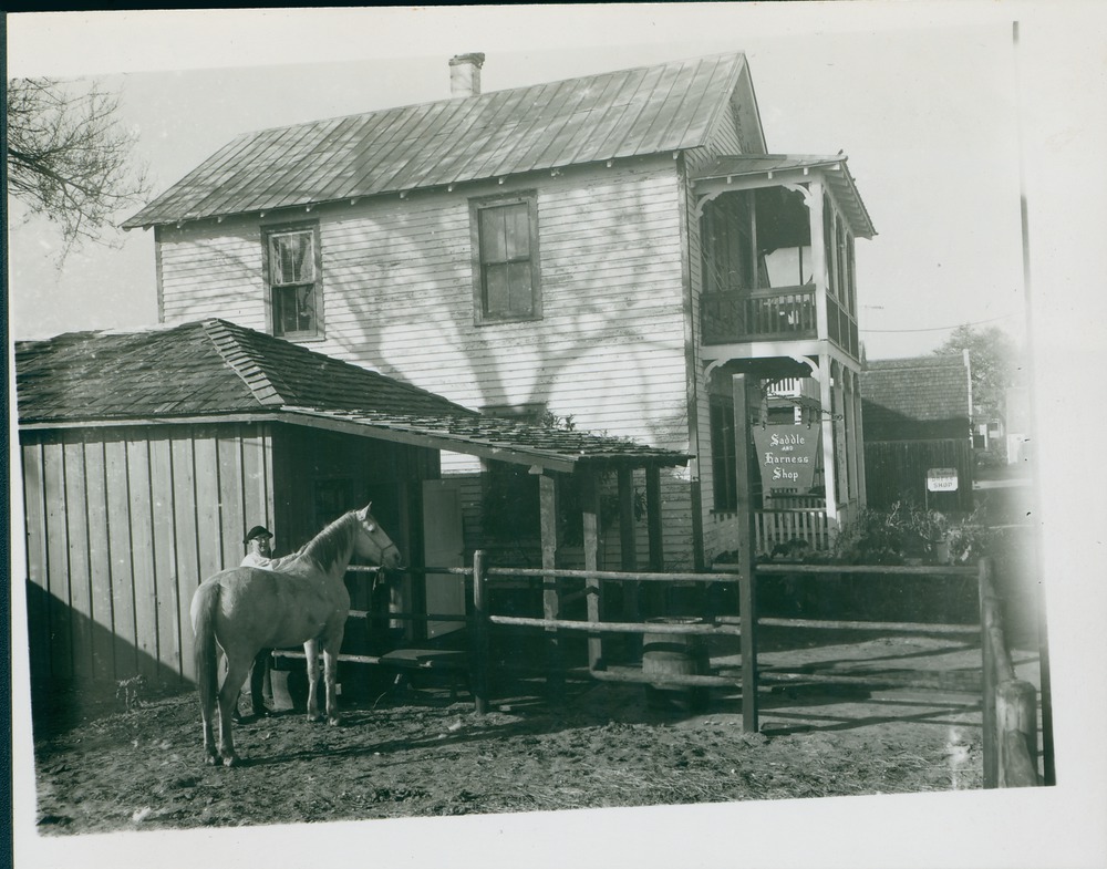 Harness shop on West end of Judson Property, from Old Blacksmith Shop, looking West, 1969