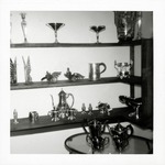 Sims House interior, detail of items for sale on the shelf in the retail space, 1967