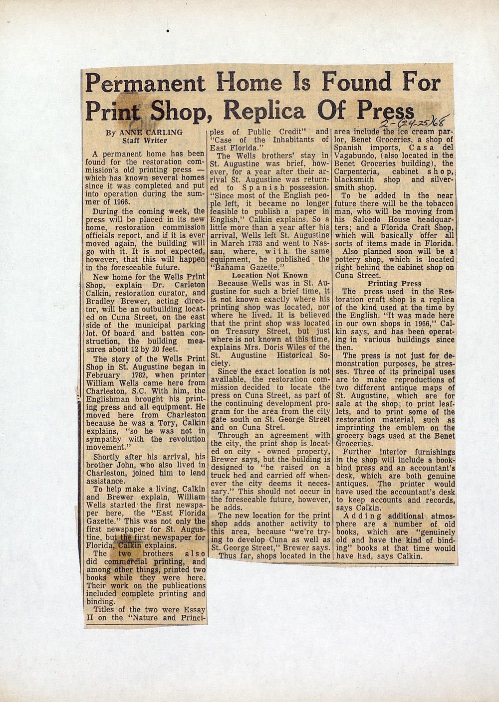 Permanent Home Is Found For Print Shop, Replica Of Press - 