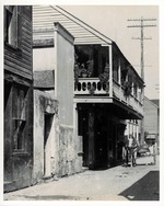 Historic view of Arrivas House with horse buggy in front, from St. George Street, looking Northwest