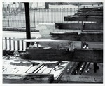 Detail of Arrivas House balcony supports along the North side of the house, looking East, 1961