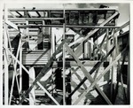 Southeast corner of the Arrivas House during restoration work with framing, looking North, 1961