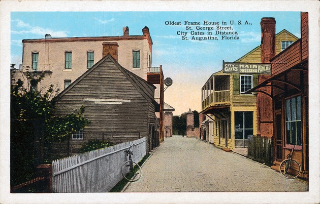 View down St. George Street toward the City Gates from the Oldest School House (Genopoly House), looking North - 