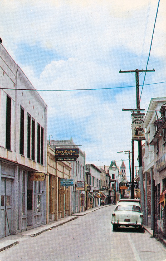 St. George Street, looking South from the intersection with Cuna Street, with the Benet House (prior to restoration) on the right - 