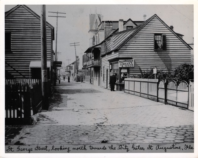 The north end of St. George Street (the building on the right is approximately where the Triay House currently stands) looking North, 1886