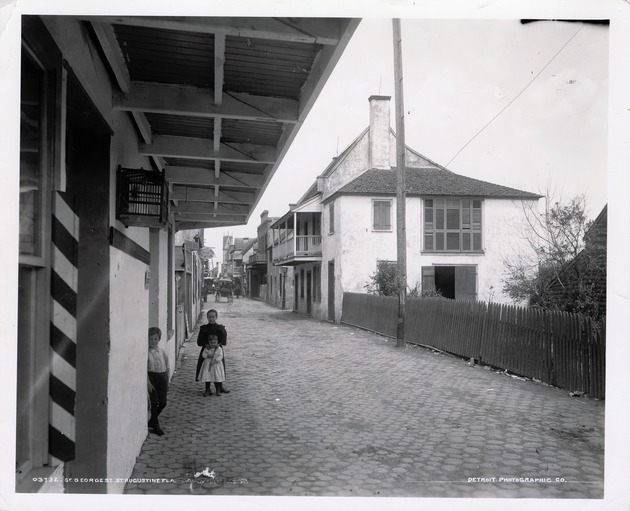 Children in St. George Street with the Benet House in the background, looking North, ca. 1900