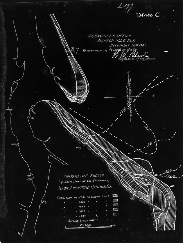 Comparative Sketch of Shore Lines at the Entrance of Saint Augustine Harbor, Fla. - 