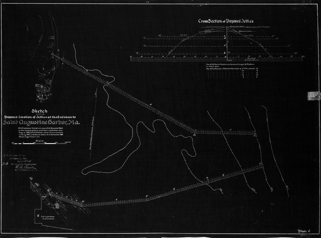 Sketch showing Proposed Location of Jetties at the Entrance to Saint Augustine Harbor, Fla. - 