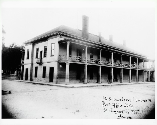 U. S. Custom House and Post Office Building, from the intersection of Cethedral Street and St. George Street, looking Southwest, 1900