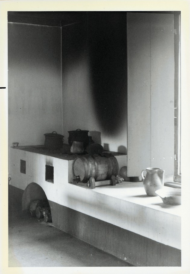 The kitchen inside the Gallegos House, looking Northeast, ca. 1973