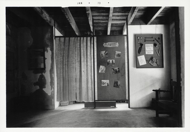 The interior of the Gallegos House a room in the Southeast corner of the house, looking East, 1973