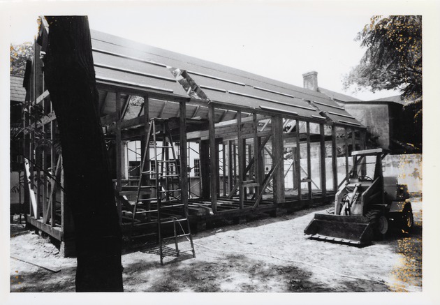 Constructing the Peso de Burgo House from the rear yard looking Northwest, 1973