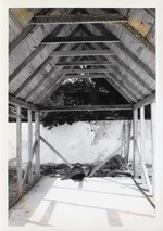 View from the interior of the North outbuilding behind the Peso de Burgo House, looking North, 1973