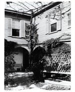 [1936] The courtyard of the Peña-Peck House looking toward the corner where the North and East loggias meet, looking Northwest, 1936
