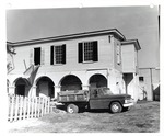 Southeast corner of the Peña-Peck House from the courtyard during restoration, looking North, 1968
