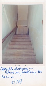 [1968] Interior stairway leading to the second floor of the Peña-Peck House, 1968
