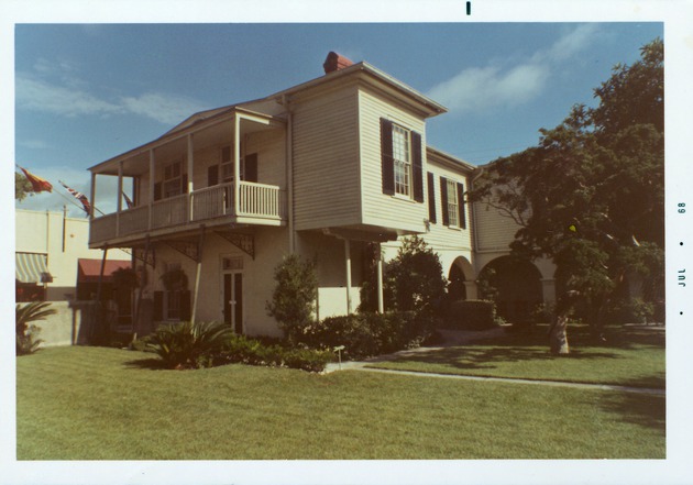 Peña-Peck House and courtyard from the south garden looking Northwest, 1968